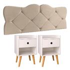 Conjunto Para Quarto Cabeceira Casal 1,40 Realeza Bege Com 2