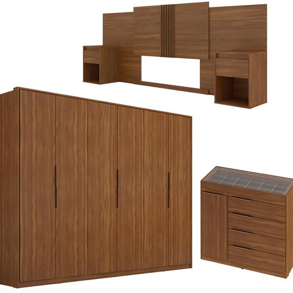 Conjunto Para Quarto Casal 3 Peças Atrice Cj1 Amendola Demart