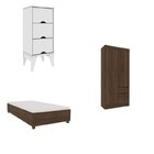 Conjunto Para Quarto Com Guarda Roupa Cama Solteiro E Mesa De