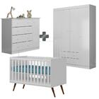 Conjunto Para Quarto De Bebê Berço Cômoda E Guarda Roupas Bra