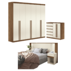 Conjunto Para Quarto De Casal Completo Tamila Jatobá Areia