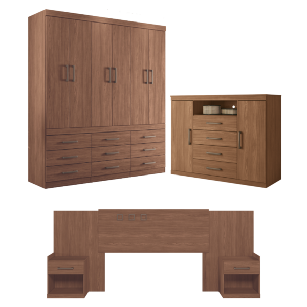 Conjunto Para Quarto De Casal Completo Toronto Jatobá