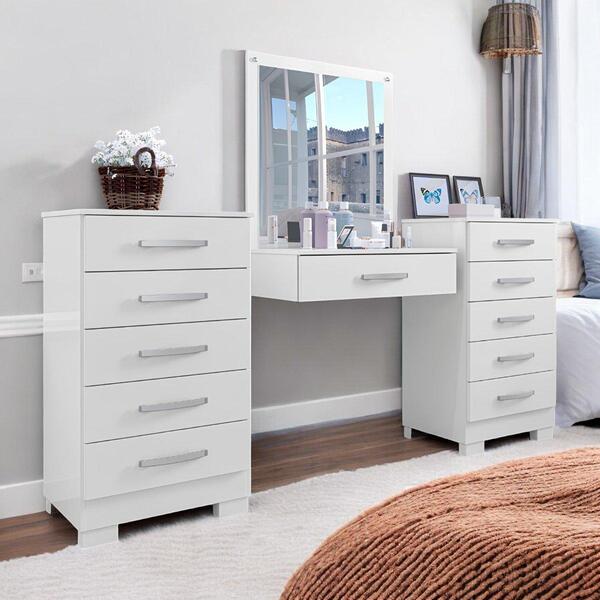 Conjunto Para Quarto De Cômodas E Penteadeira Floratta Branco