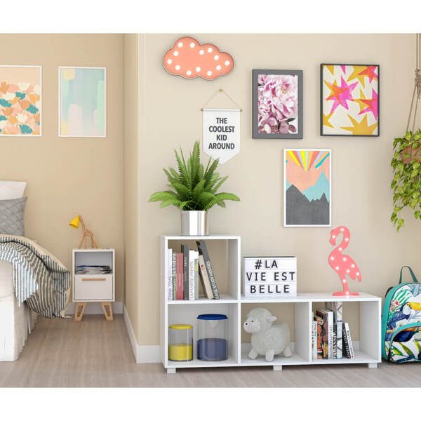 Conjunto Para Quarto Infantil Bki 06 Com Estante E Criado-mudo