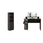 Conjunto Para Quarto Mesa E Armário Gamer Preto / Vermelho
