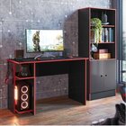 Conjunto Para Quarto Mesa E Armário Gamer Preto E Vermelho Pr