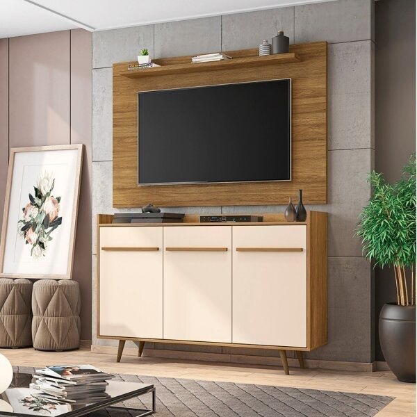 Conjunto Para Sala Com Aparador Quartzo E Painel Para Tv Até