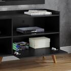 Conjunto Para Sala Com Rack Paladio E Painel Samba - Preto -