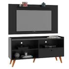 Conjunto Para Sala Com Rack Paladio E Painel Samba - Preto -