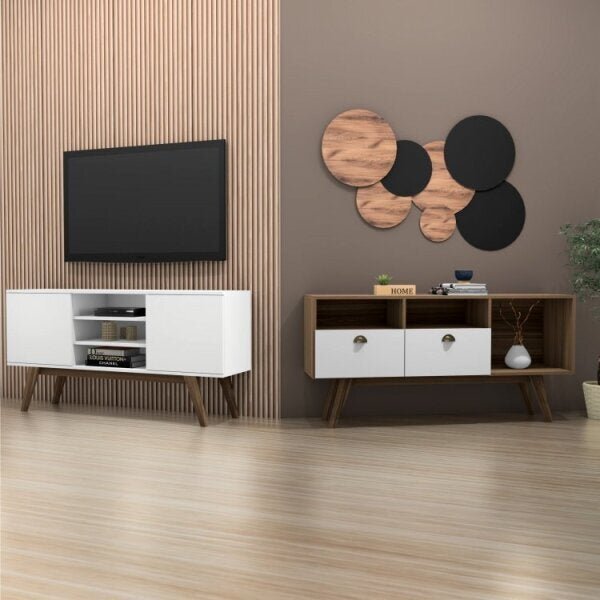 Conjunto Para Sala De Estar 2 Rack Para Tv Até 65 Polegadas C