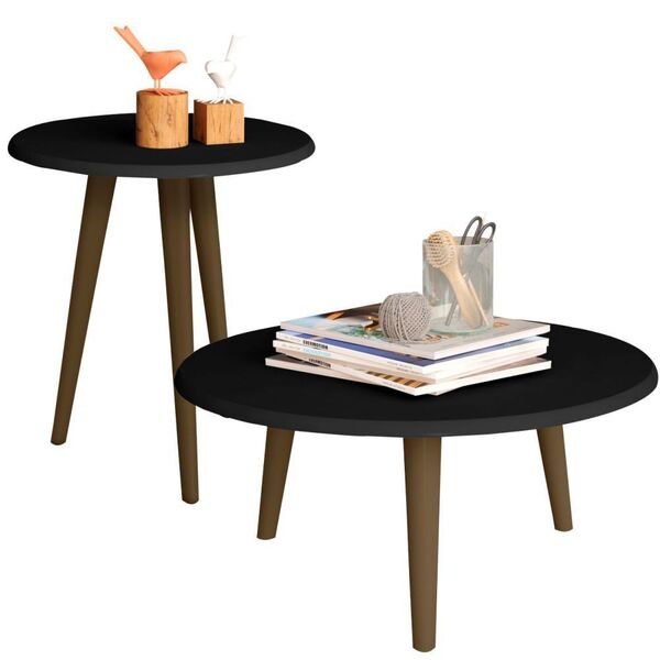 Conjunto Para Sala De Estar Com Mesa De Centro E Mesa Lateral