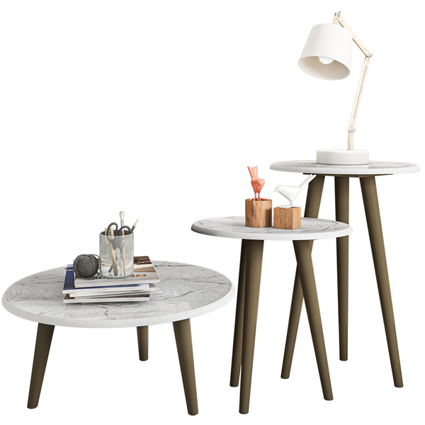 Conjunto Para Sala De Estar Com Mesa De Centro E Mesas Latera