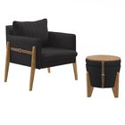 Conjunto Para Sala De Estar Com Poltrona E Puff Orion Veludo