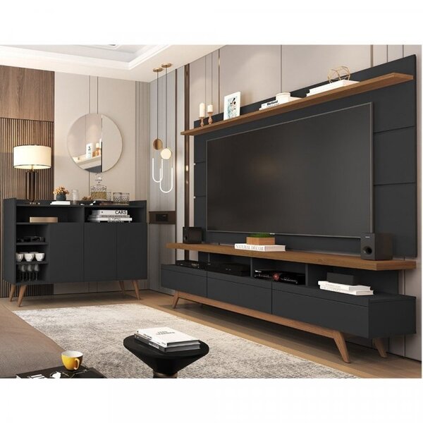 Conjunto Para Sala De Estar Com Rack, Painel Para Tv Aparador