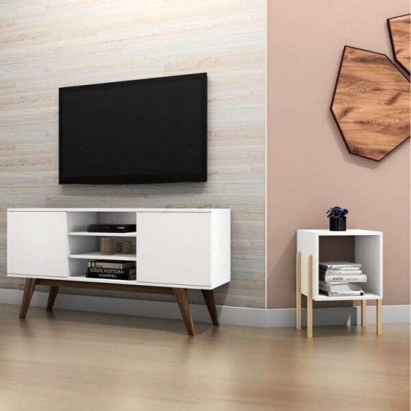 Conjunto Para Sala De Estar Com Rack Para Tv Até 65 Polegadas