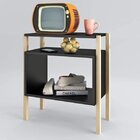 Conjunto Para Sala De Estar Mesa Lateral Estante E Aparador E