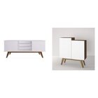 Conjunto Para Sala De Estar Rack E Buffet 2 Portas Modern Bra