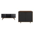 Conjunto Para Sala De Estar Rack E Buffet Preto Estilare