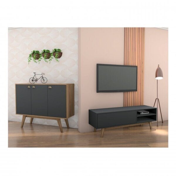 Conjunto Para Sala De Estar Rack Para Tv Até 48 Polegadas E A