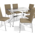 Conjunto Para Sala De Jantar 1 Mesa Loire Tampo De Vidro Reta