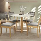 Conjunto Para Sala De Jantar 1 Mesa Tampo Vidro/mdf Redondo 4