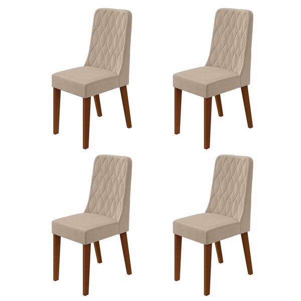 Conjunto Para Sala De Jantar 4 Cadeiras Estofadas Luar Frassi