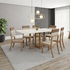 Conjunto Para Sala De Jantar 6 Cadeiras Natali Nature/caramel
