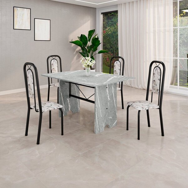 Conjunto Para Sala De Jantar Com 4 Cadeiras Lara Arabesco / P