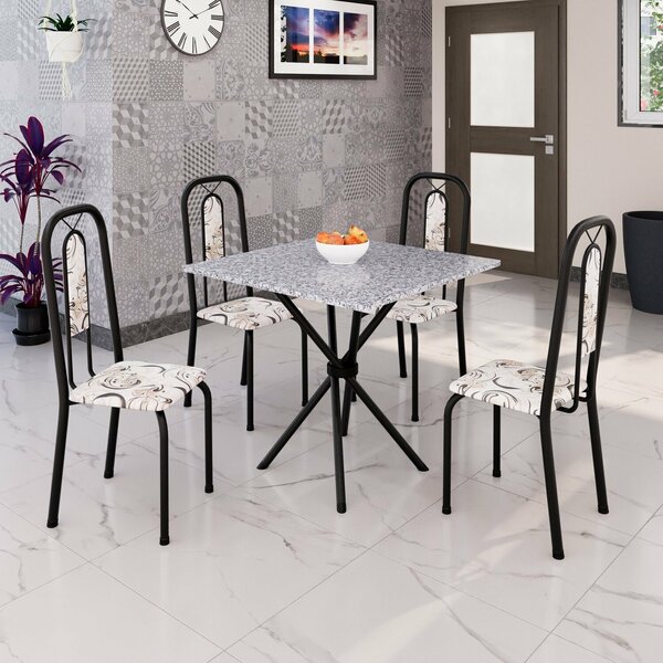 Conjunto Para Sala De Jantar Com 4 Cadeiras Lívia Arabesco /