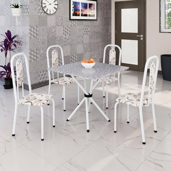 Conjunto Para Sala De Jantar Com 4 Cadeiras Lívia Arabesco/ B