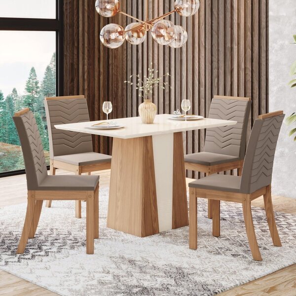 Conjunto Para Sala De Jantar Com 4 Cadeiras Orus Nature/off W