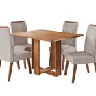 Conjunto Para Sala De Jantar Com 4 Cadeiras Riviera Mel/bege