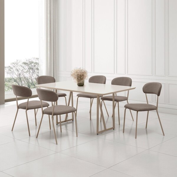 Conjunto Para Sala De Jantar Com 6 Cadeiras Betina Champagne