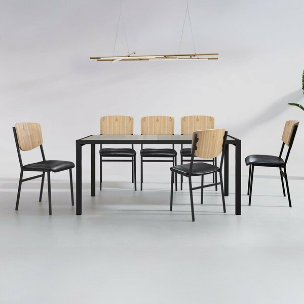 Conjunto Para Sala De Jantar Com 6 Cadeiras Confort Preto Fos