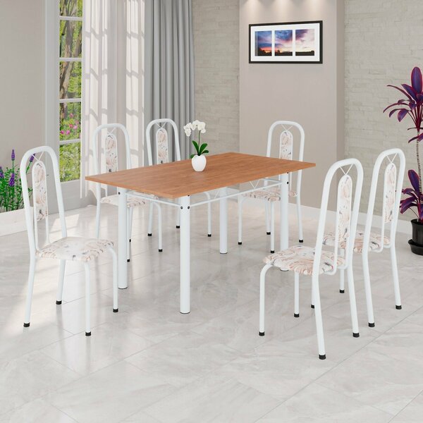 Conjunto Para Sala De Jantar Com 6 Cadeiras Lívia Bege / Bran