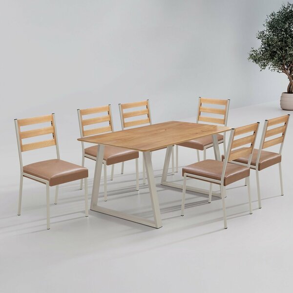 Conjunto Para Sala De Jantar Com 6 Cadeiras Londres Champanhe