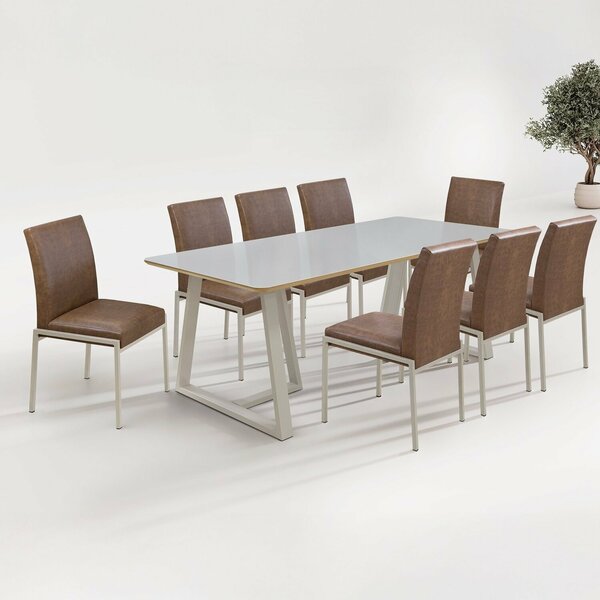 Conjunto Para Sala De Jantar Com 8 Cadeiras Atenas Champanhe