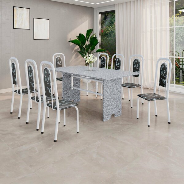 Conjunto Para Sala De Jantar Com 8 Cadeiras Lara Preto / Bran
