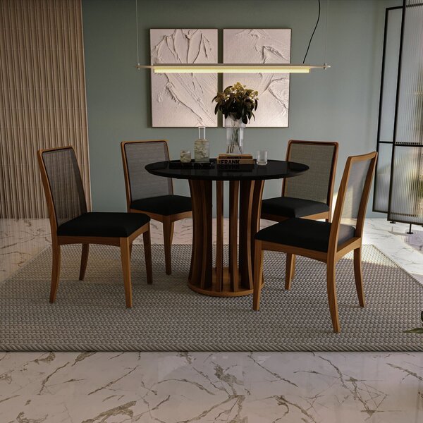 Conjunto Para Sala De Jantar Com Mesa Lia E 4 Cadeiras Grafite