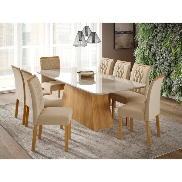 Conjunto Para Sala De Jantar Mesa 210cm 8 Cadeiras Juliana  N