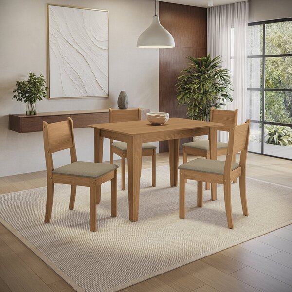Conjunto Para Sala De Jantar Mesa Com 4 Cadeiras Melina C...