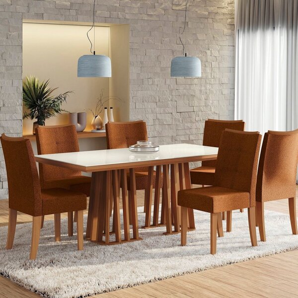 Conjunto Para Sala De Jantar Mesa Com 6 Cadeiras Alteia Canel