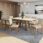 Conjunto Para Sala De Jantar Mesa Com 8 Cadeiras Canela/ Bege