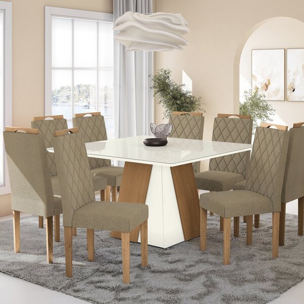 Conjunto Para Sala De Jantar Mesa Com 8 Cadeiras Dalia Euca/f