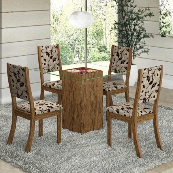 Conjunto Para Sala De Jantar Mesa E 4 Cadeiras Viero Via Avel