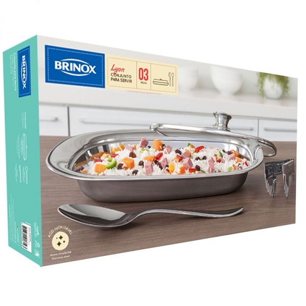 Conjunto Para Servir Brinox Lyon Inox 3 Peças 2341/100