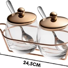 Conjunto Para Servir Geleia Dois Potes E Suporte Cobre Forma