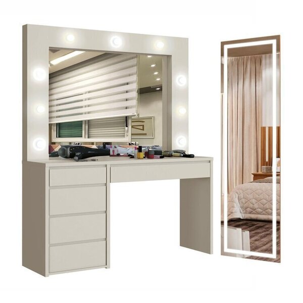 Conjunto Penteadeira Camarim 184x136cm Anne E Espelho Decorat