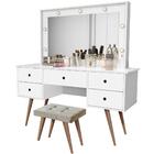 Conjunto Penteadeira E Banqueta Recife Branco