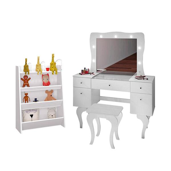 Conjunto Penteadeira E Porta Brinquedos Organizador Olimpia B